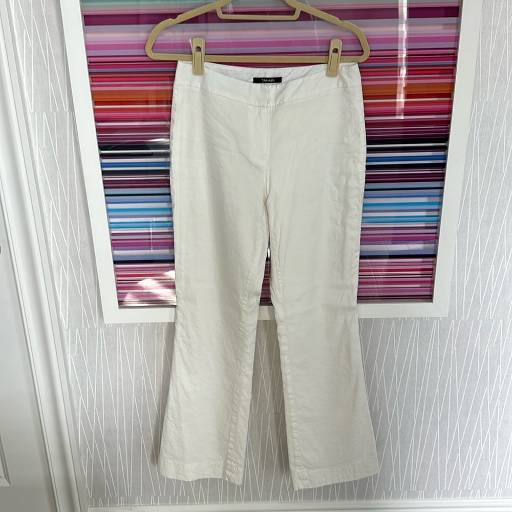 Tahari White Linen Pants, Size 4
